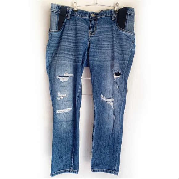 Liz Lange Maternity Skinny Jeans Distressed Crop - Picture 1 of 6